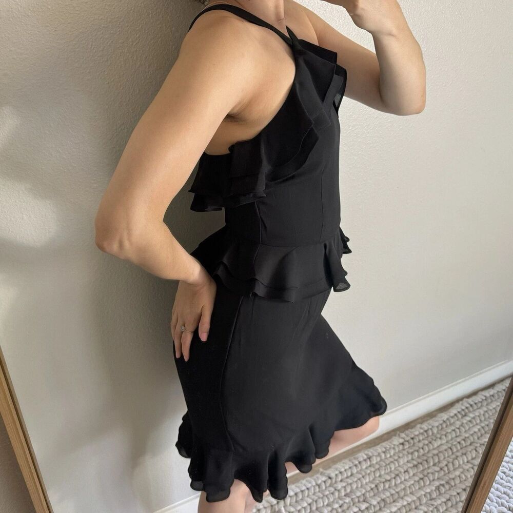 NWT Gianni Bini Sophie Dress Black Halter Ruffle Women's Size 6 - 7171M500 $129 - Picture 2 of 12